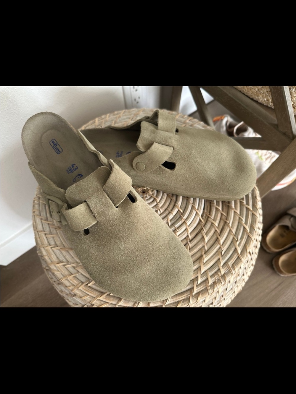 Birkenstock Boston Faded Khaki Suede Soft Footbed Regular